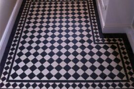 black and white tiles floor