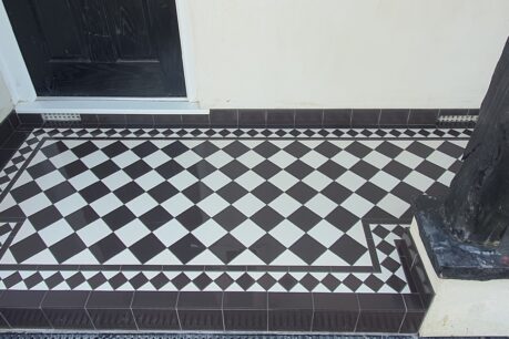 black and white tiles close up